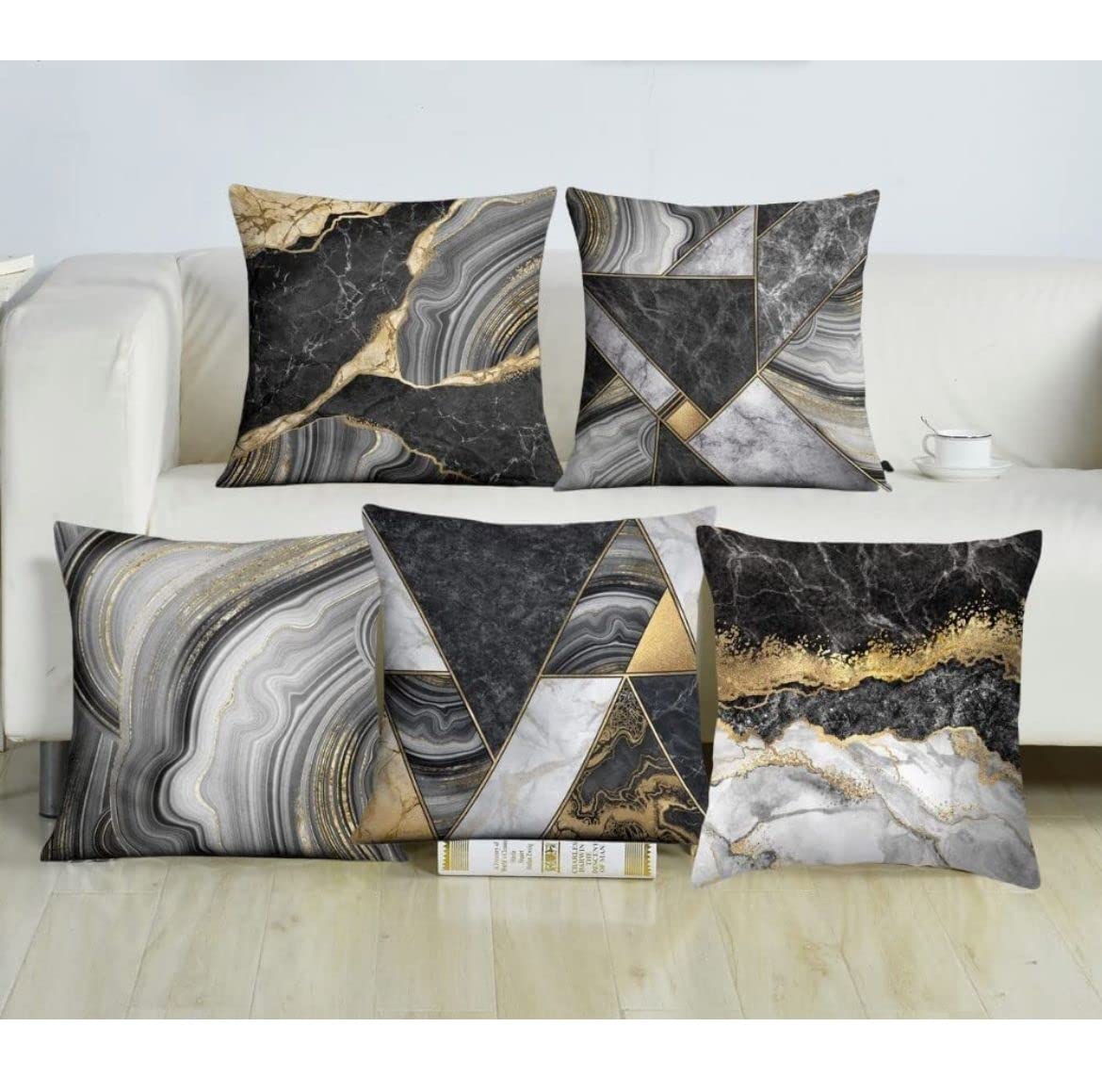 Multicolor Pattern Cotton Jute Cushion Cover (Set of 5)