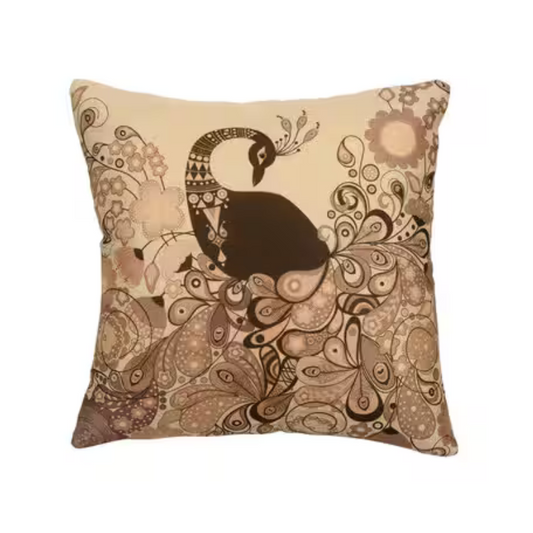 Peacock Print Square Cushion Covers (Set of 5)