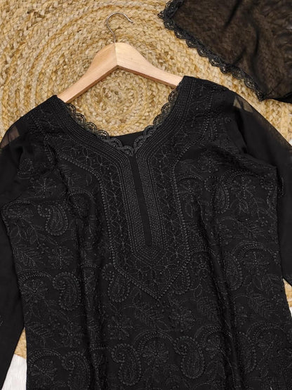 Bold Black Embroidered Kurta Set