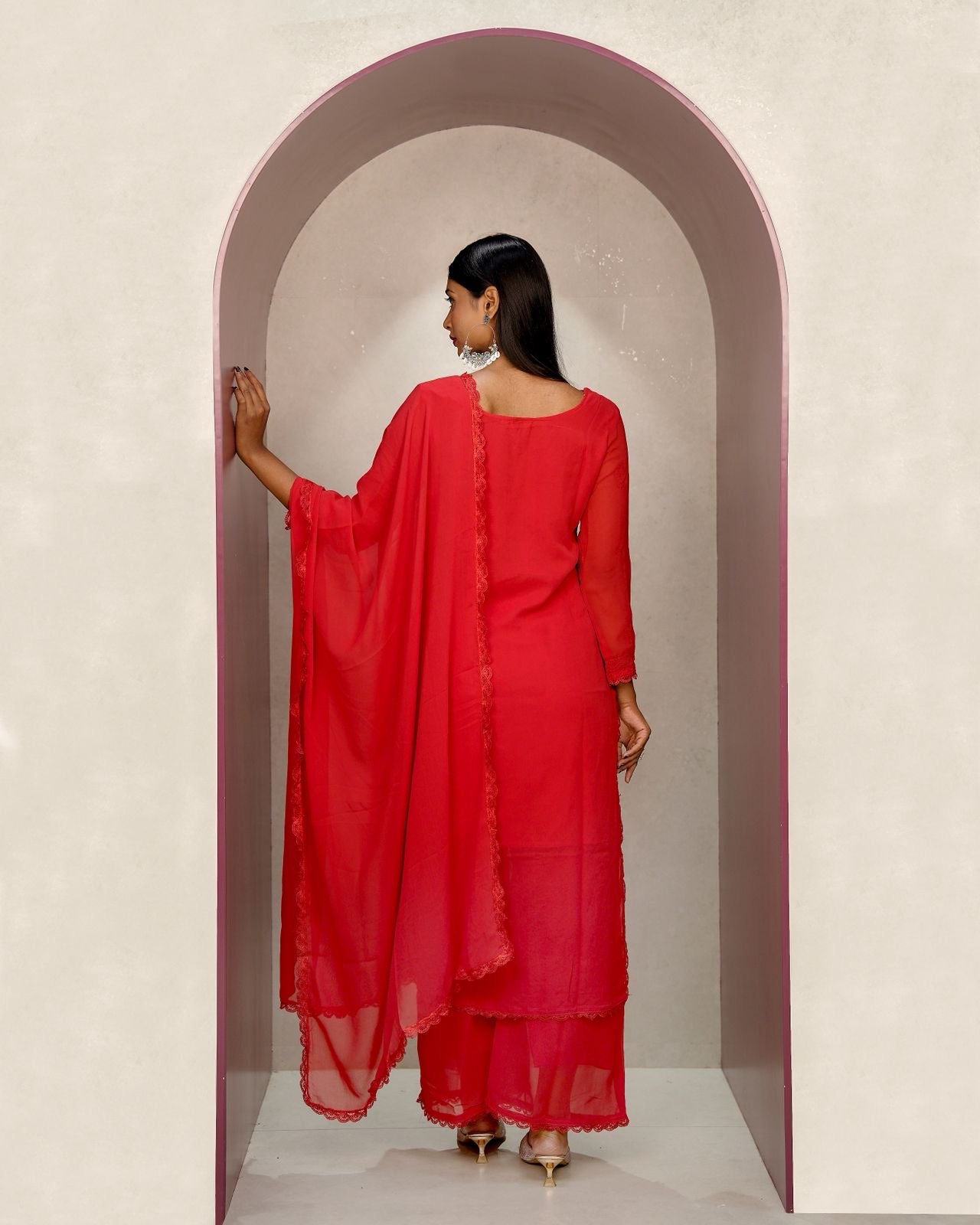 Classic Red Embroidered Kurta Set