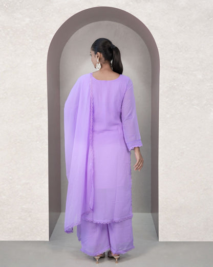 Dreamy Lavender Embroidered Kurta Set