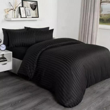 Black Striped Cotton Double King Size Bedsheet