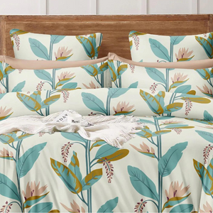 Comfortable Leafy Printed Cotton Double Bedsheet