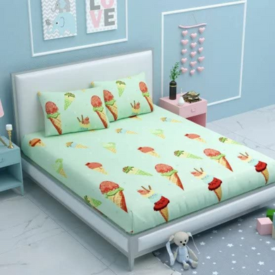 Cone Printed Cotton Double Bedsheet