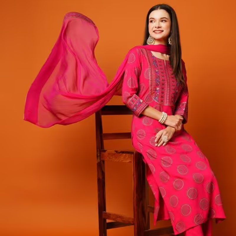 Hand Block Sanganeri Printed Kurta Set