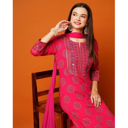 Hand Block Sanganeri Printed Kurta Set