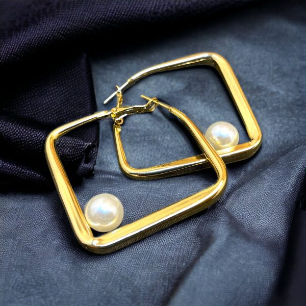 Square Shape Pearl Inlay Earrings