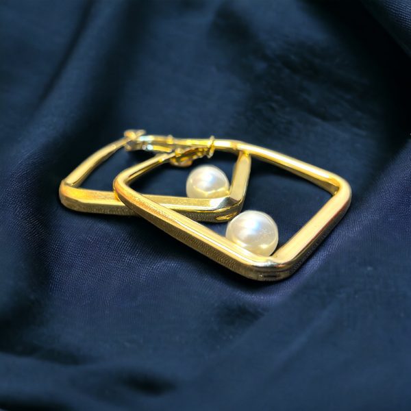 Square Shape Pearl Inlay Earrings