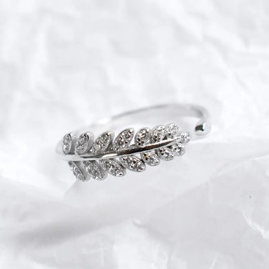 Leaf Shape Zircon Studded Free size Ring