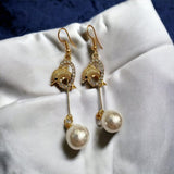 Pearl Drop Fish Zircon Diamond Earrings