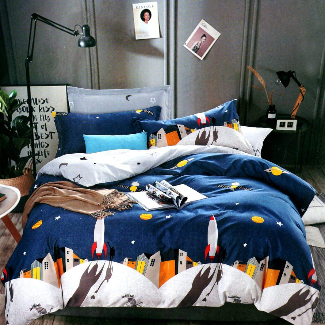 Rocket Print Cotton Bedsheet