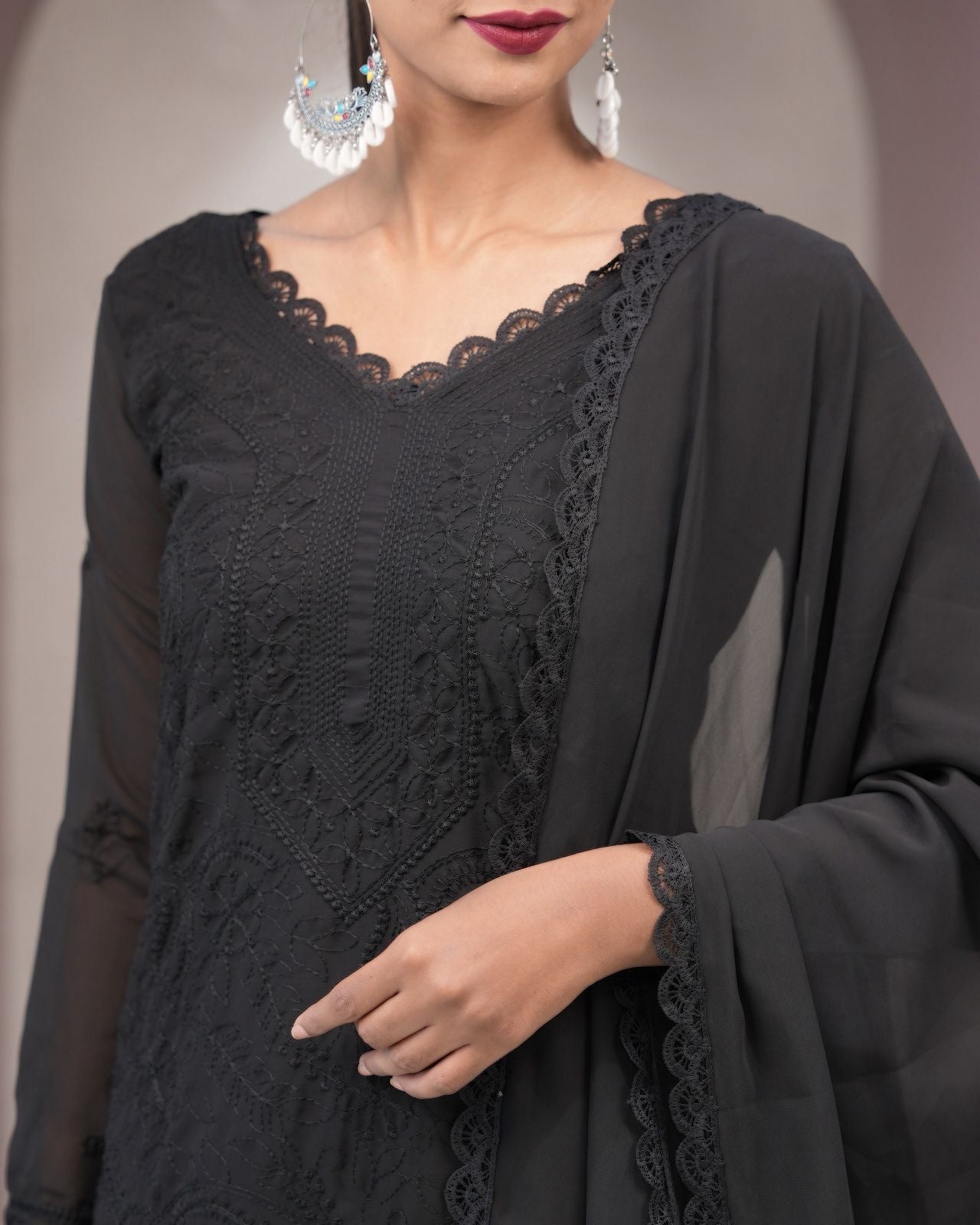 Bold Black Embroidered Kurta Set