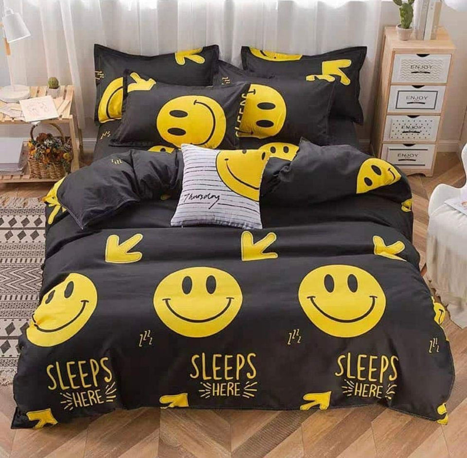 Smiley Print Double Bedsheet