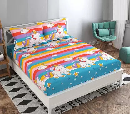 Unicorn Printed Kids Cotton Bedsheet