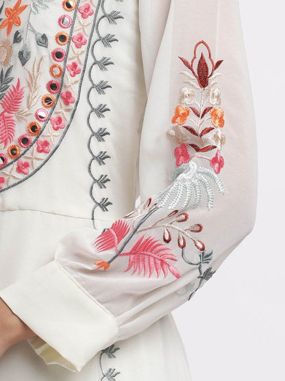 White Embroidered Kurta Set With Dupatta